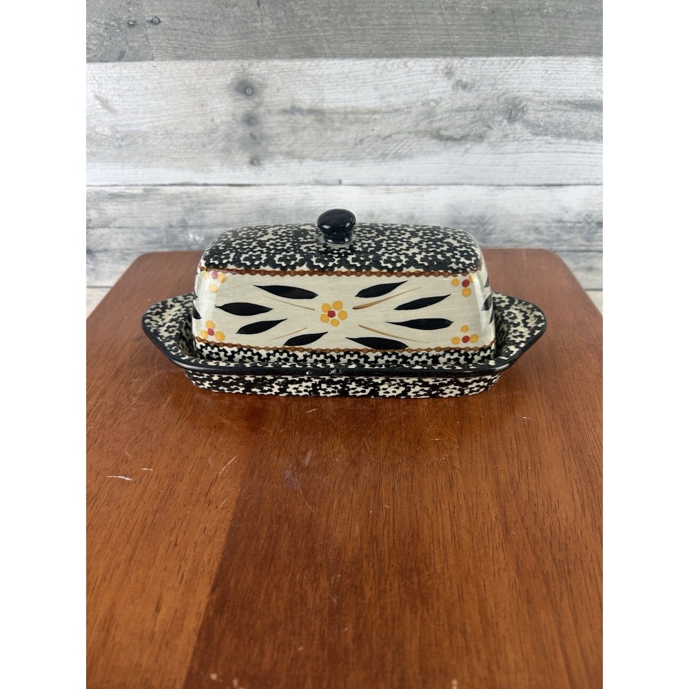 Temptations by Tara Ceramic Old World Black Butter Tray